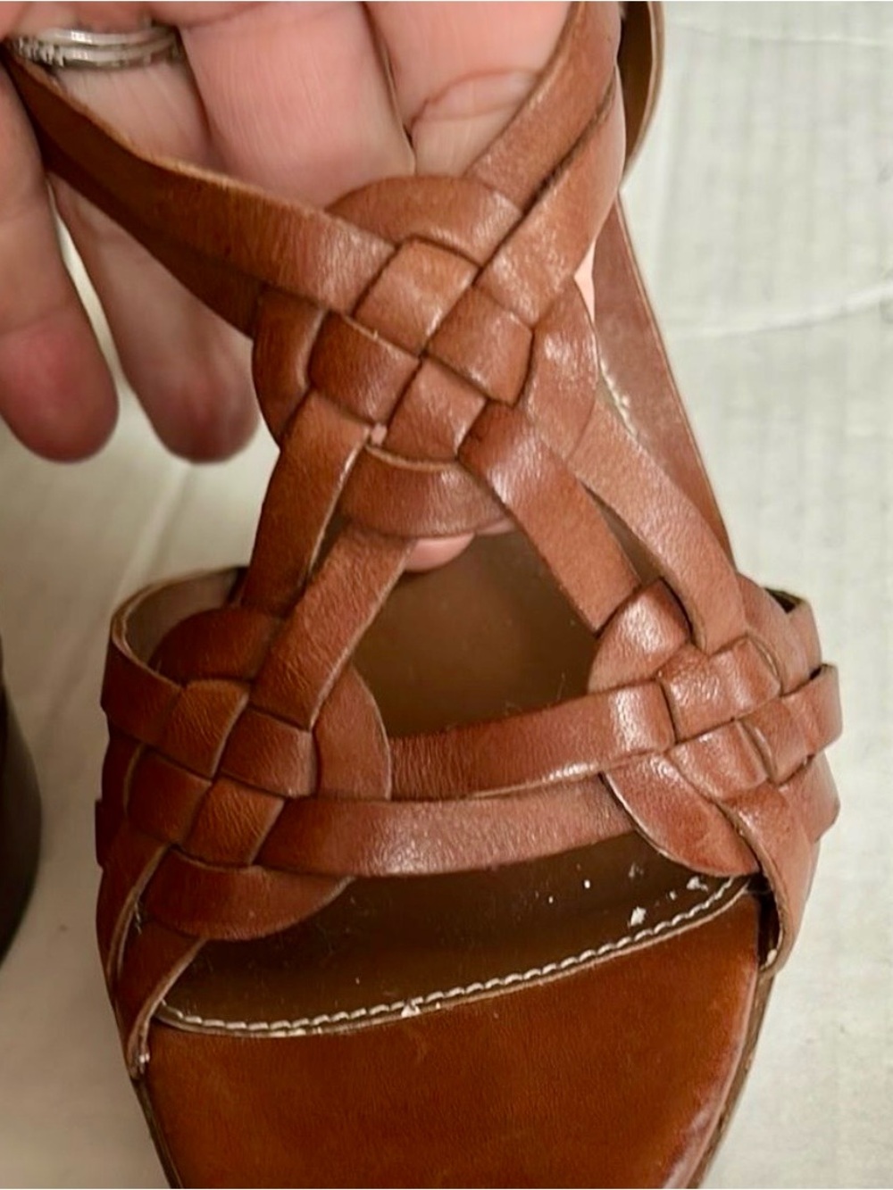 Ralph Lauren Brown Woven Leather Women's Sandal